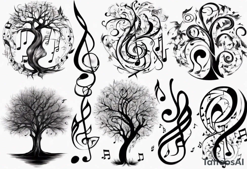 music speaker note tree staff tattoo idea