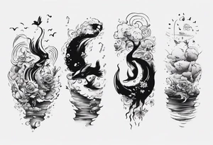 Diving into love , music theme, simplicity water scene tattoo idea
