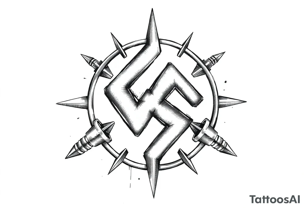 swastika tattoo with ss bolts tattoo idea