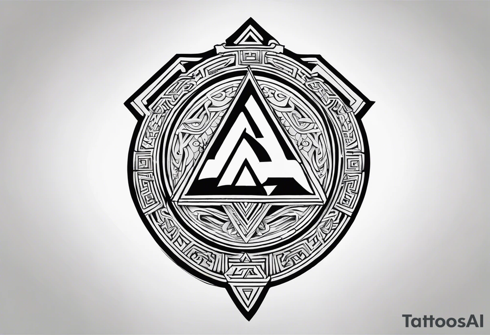 Valhalla shield valknut axe steps tattoo idea