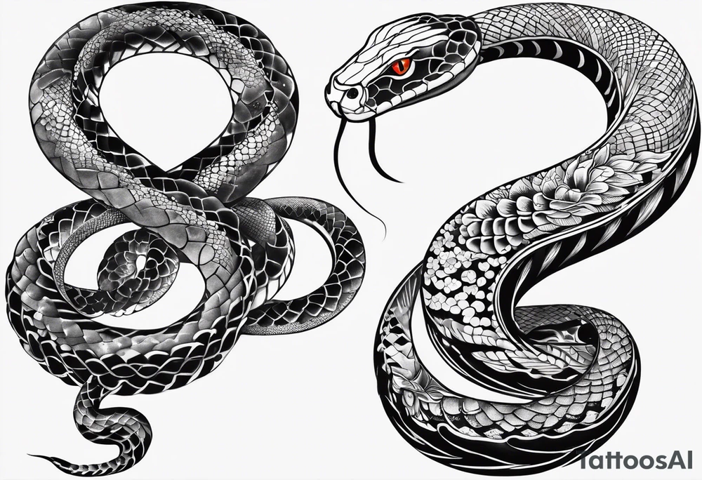 Snake tattoo for placement down along the spine with the head positioned at the bottom in japanese style to symbolise a journey of healing and transformation tattoo idea