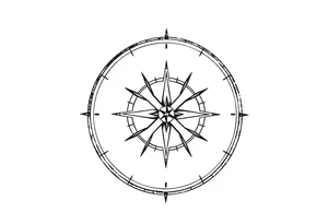 Compass without outer circle tattoo idea