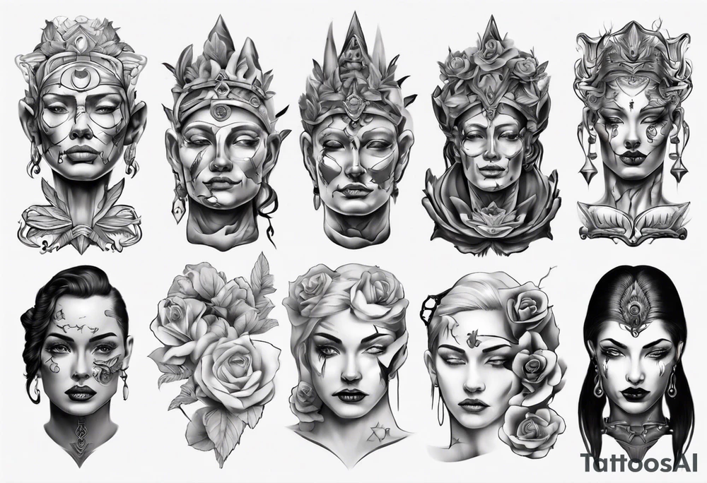 face statue tattoo idea