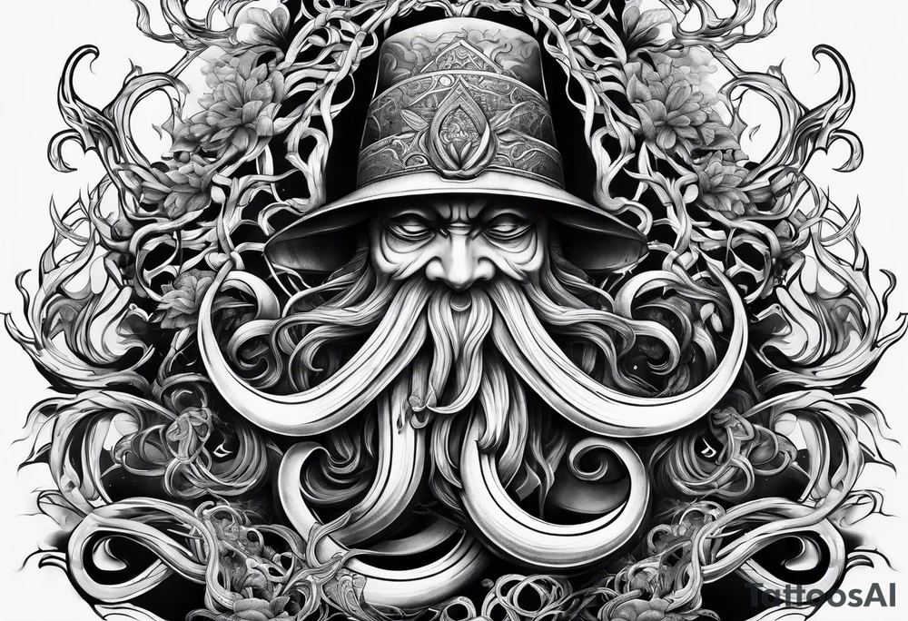 natural real entwined tentacles triangle tattoo idea