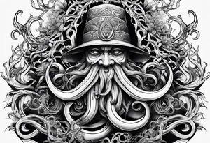 natural real entwined tentacles triangle tattoo idea