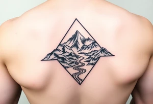 Mountains with the river running through it and a triangle around it with Humboldt at the top Mendocino  in the left corner and Trinity in the right tattoo idea