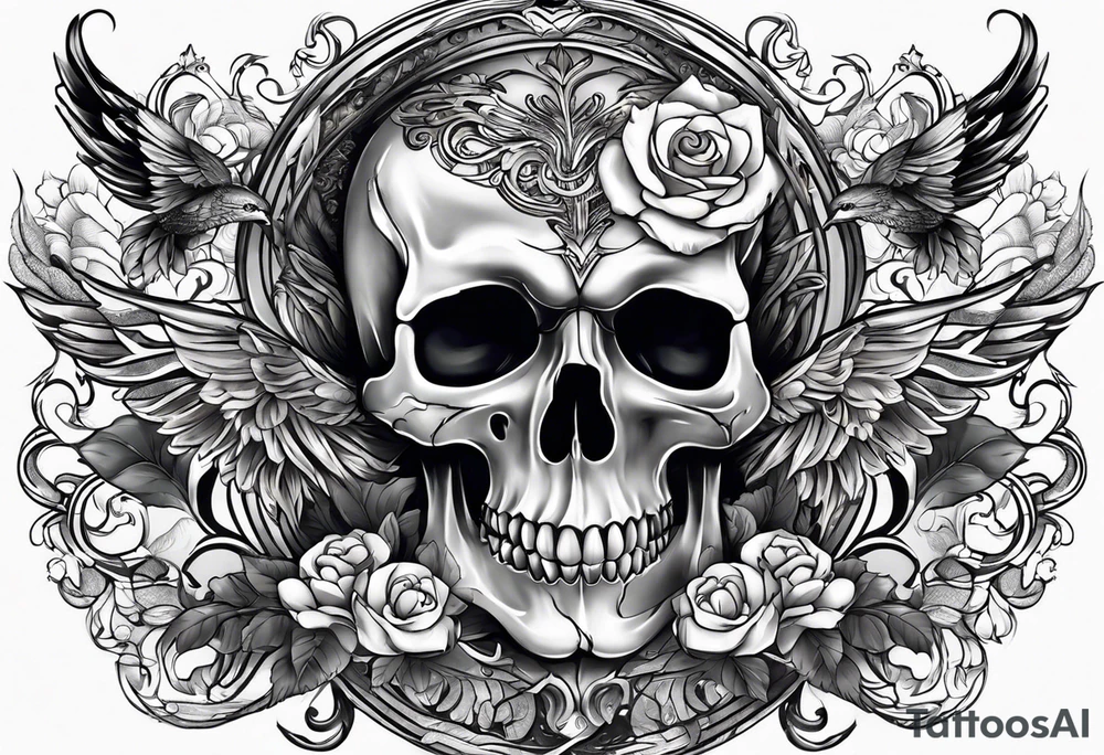 Half scull back tattoo tattoo idea