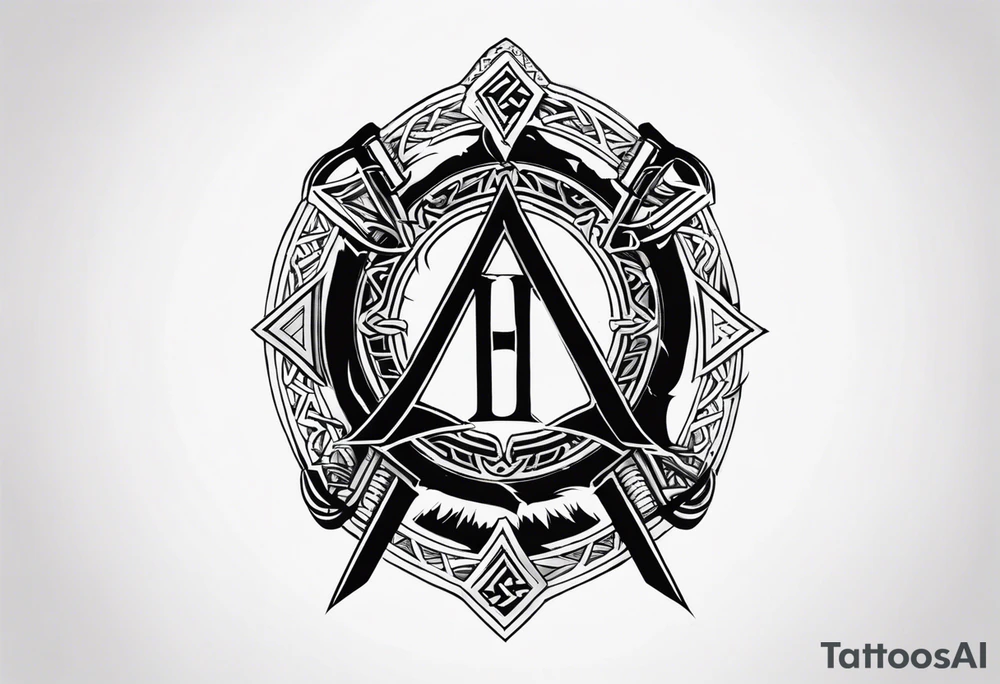 Valhalla valknut shield axe sword tattoo idea