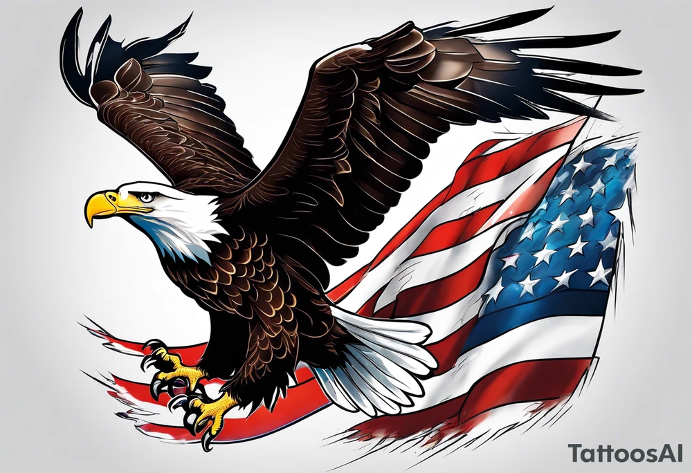 Bald eagle with a 737 American Airlines Plane tattoo idea