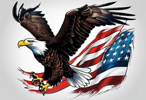 Bald eagle with a 737 American Airlines Plane tattoo idea