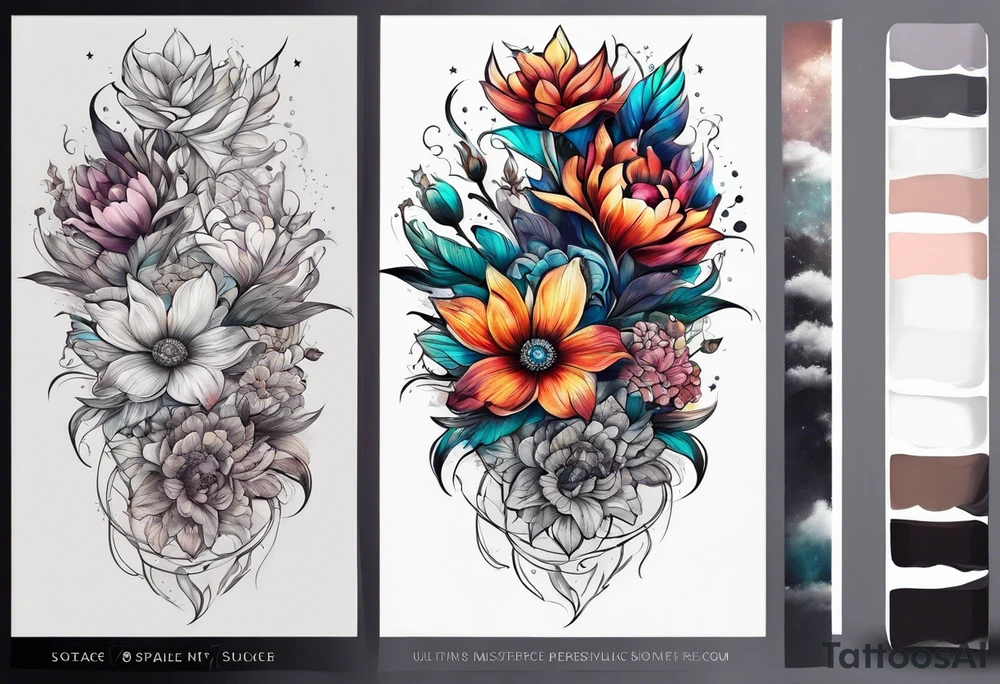 Floral Space Spine Tattoo tattoo idea