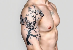 Justin above mini butterflies and cherry blossom tree tattoo idea