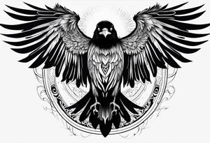 crow with open wings, only the outlines tattoo idea