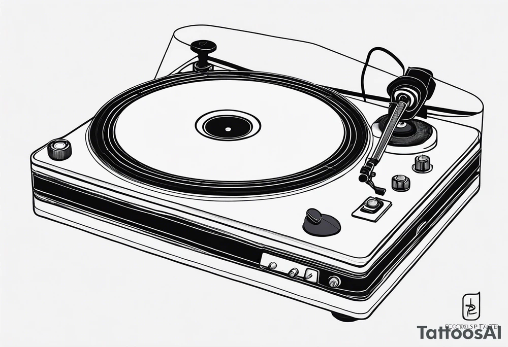 A recordplayer in fineline very minimalistic one line tattoo idea