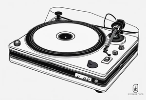 A recordplayer in fineline very minimalistic one line tattoo idea