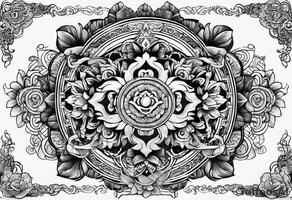 Chest and should Buddhist tattoo idea