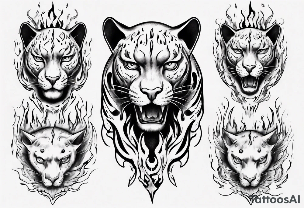 Panther with flames tattoo idea