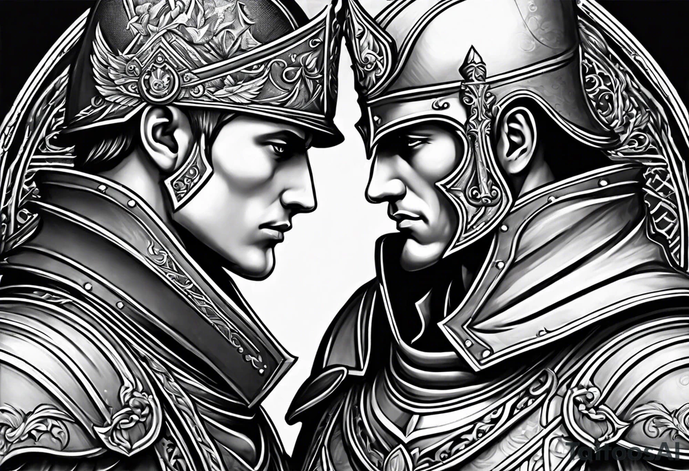 two male knights in love tattoo idea