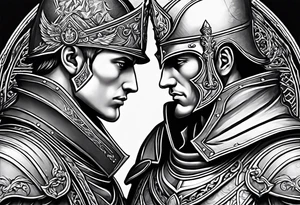 two male knights in love tattoo idea