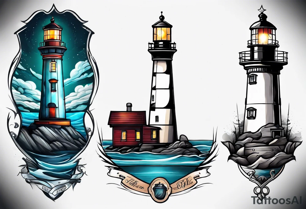 lighthouse a bit realistic tattoo idea