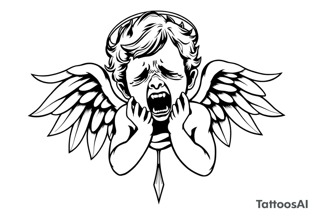 weird crying angel tattoo idea