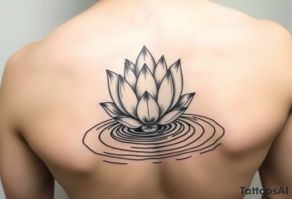 serene lotus flower emerging from sacred waters with ripples tattoo idea