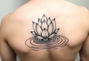 serene lotus flower emerging from sacred waters with ripples tattoo idea