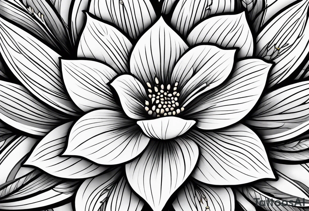 flower with leaves geometric tattoo idea