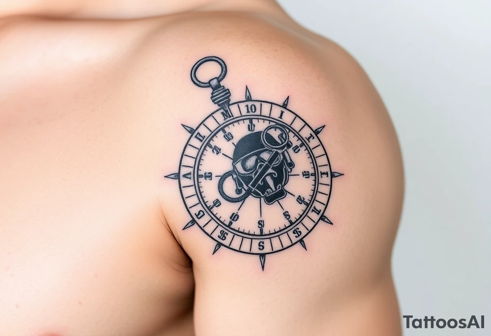 compass with scuba diver tattoo idea