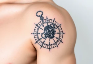 compass with scuba diver tattoo idea