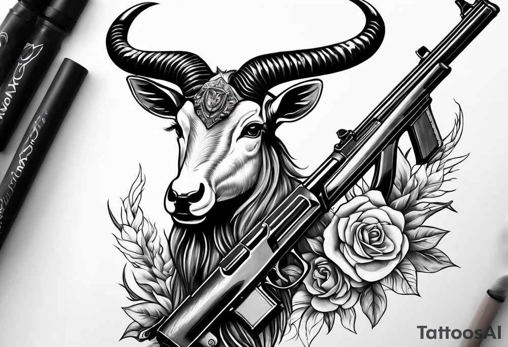 capricorn with sunglasses and shotgun tattoo idea