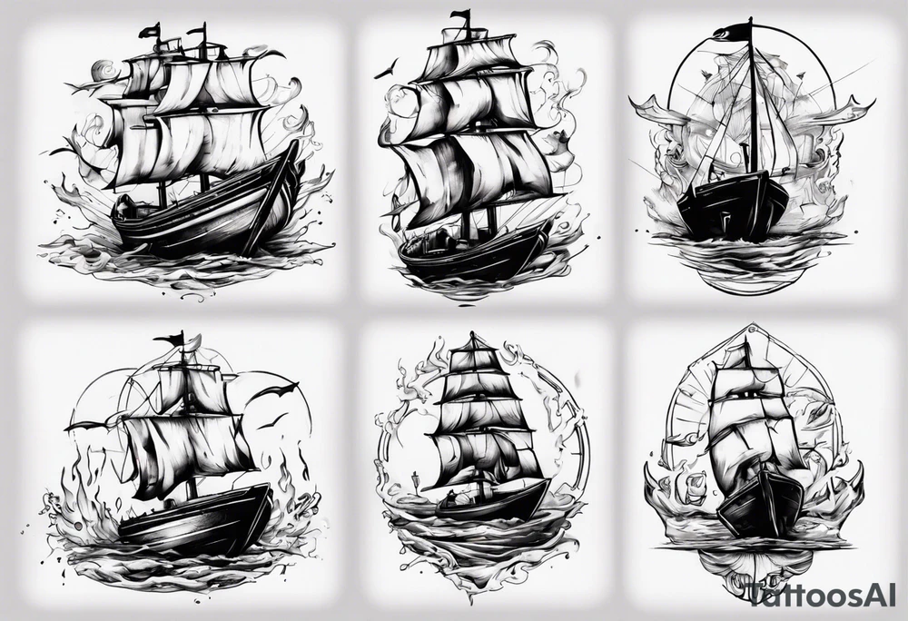 man on boat tattoo idea