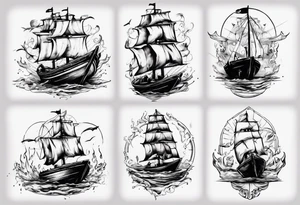man on boat tattoo idea