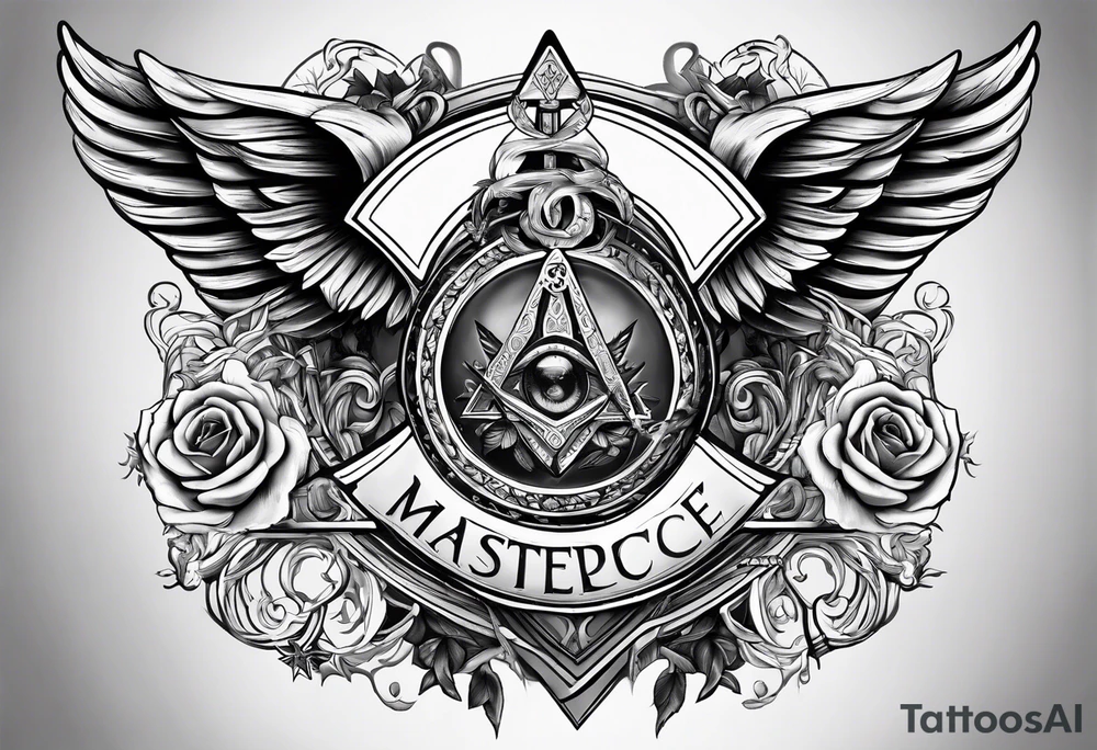 Staff of caduceus with masonic symbols tattoo idea