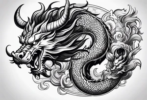 Chinese dragon fighting a bull tattoo idea