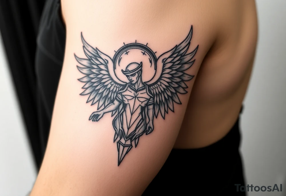 Powerful archangel, warrior, holy angel army tattoo idea