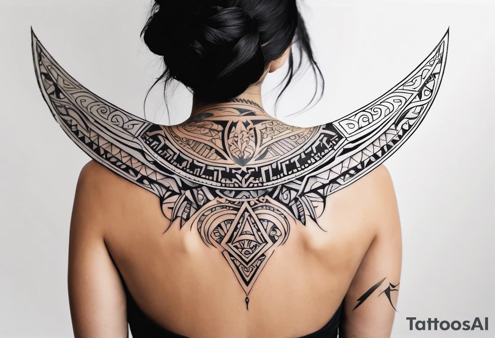 Maori back and neck crescent tattoo design tattoo idea