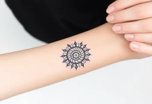 Fibonacci spiral shell sun tattoo idea