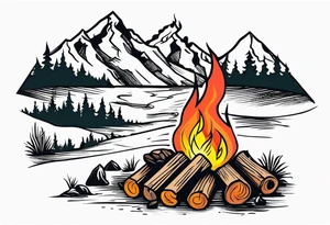 Campfire, mountains, family tattoo idea
