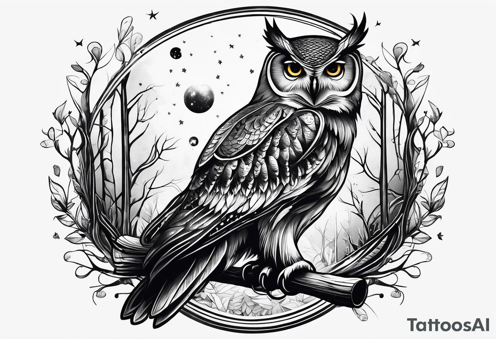 owl, fireflies tattoo idea