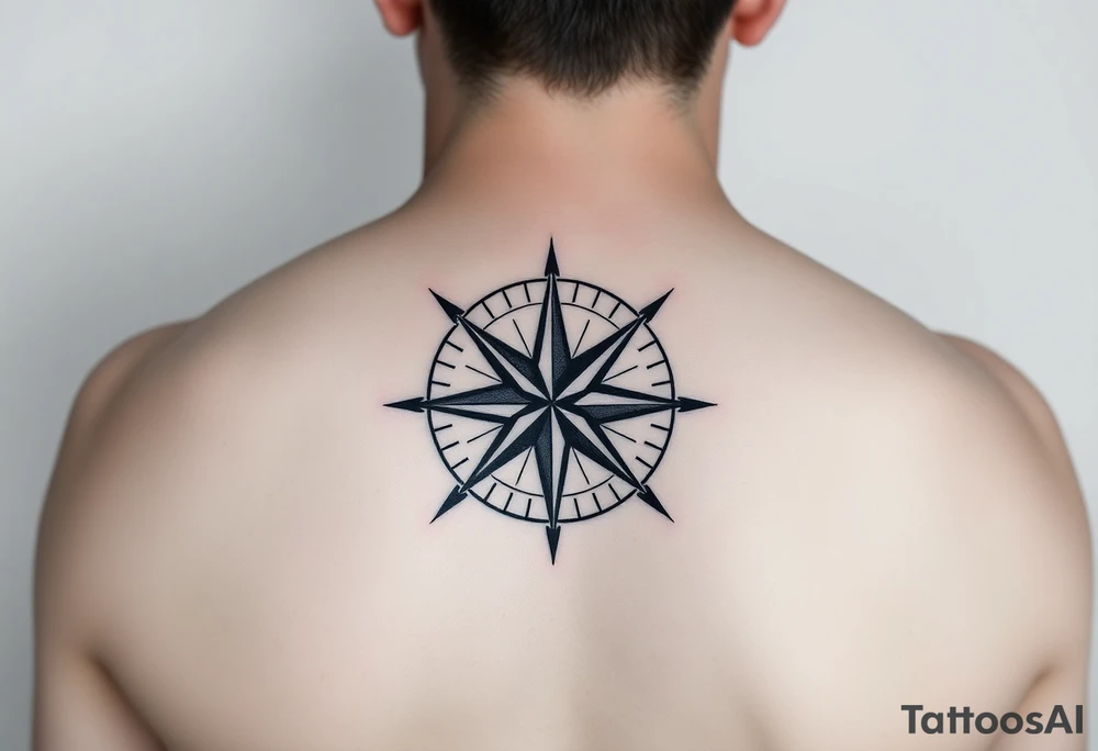 Simple double layered compass rose tattoo idea