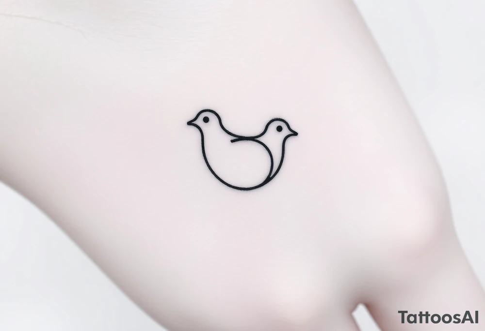 A minimalistic outline of a collared dove, with geometric lines forming its shape in muted gray and white, offering a clean and modern look tattoo idea