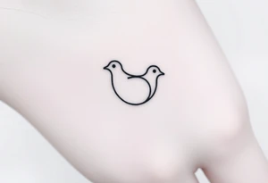 A minimalistic outline of a collared dove, with geometric lines forming its shape in muted gray and white, offering a clean and modern look tattoo idea