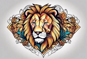 chest tattoo with lions tattoo idea