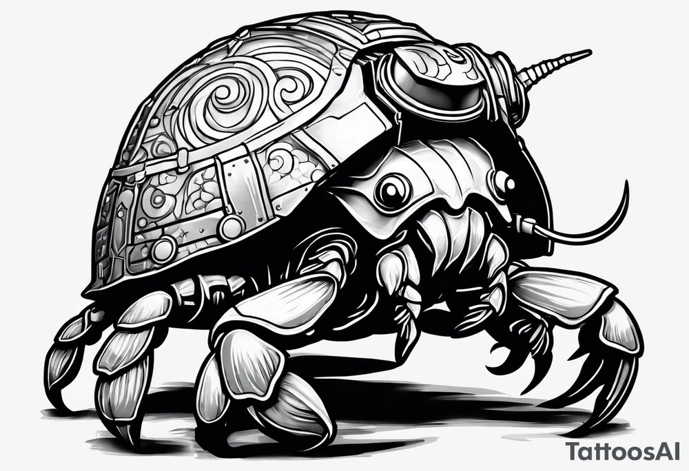 hermit crab wearing a storm trooper helmet tattoo idea