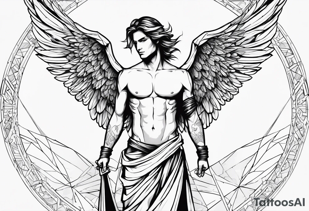 Survival love angel male tattoo idea