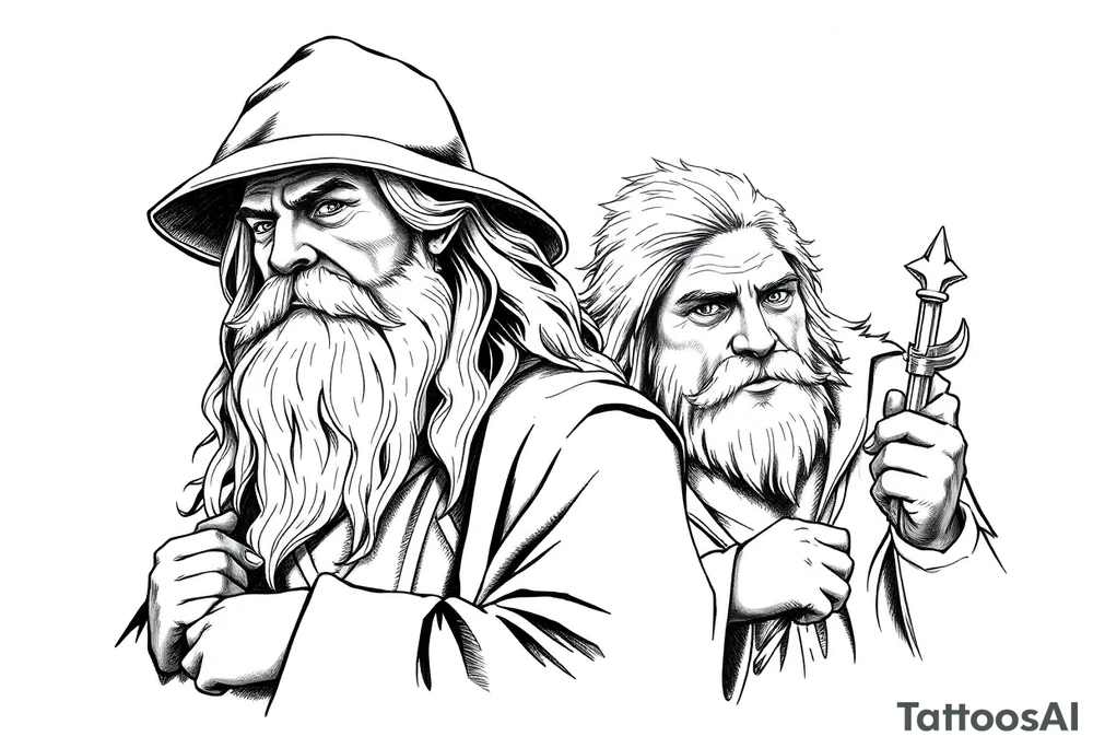 Gandalf and frodo journeying together tattoo idea