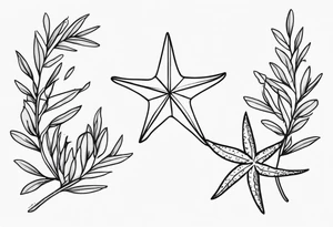 Two different star fish on top of olive branch tattoo idea