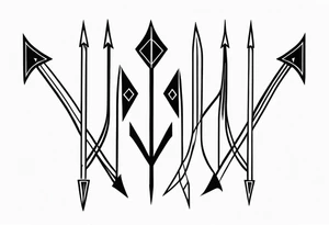 three minimalistic parallel medieval arrows. tattoo idea
