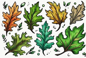 an oak leaf in the spring done Neo traditional tattoo idea